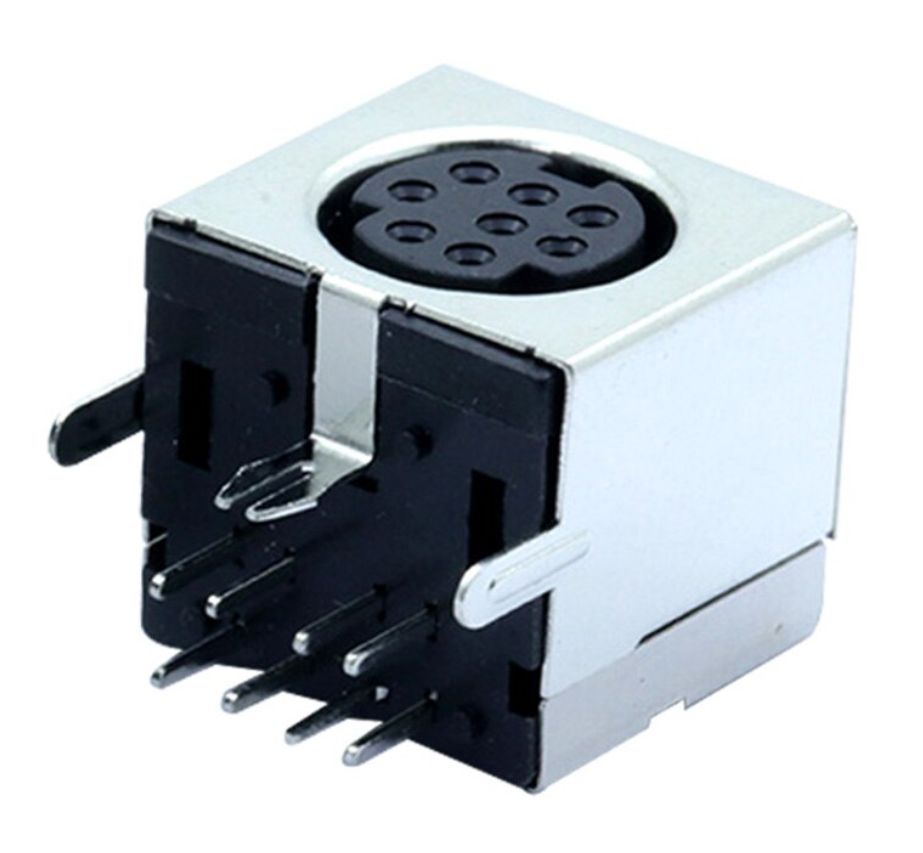 DIN-8 mini connector zwart PCB (S-video) 02